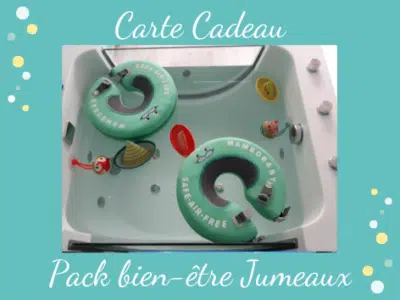 Idée cadeau jumeaux, massage, spa bébé, activité d'eau, jet, bulles, bouée de cou. Cadeau insolite, inoubliable. Cadeau d'anniversaire, offrir, surprise, fête des mères