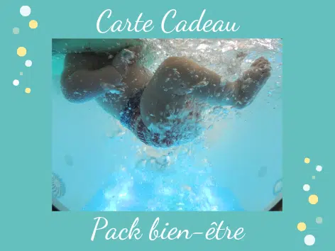 Idée cadeau, massage, spa bébé, activité d'eau, jet, bulles, bouée de cou. Cadeau insolite, inoubliable.